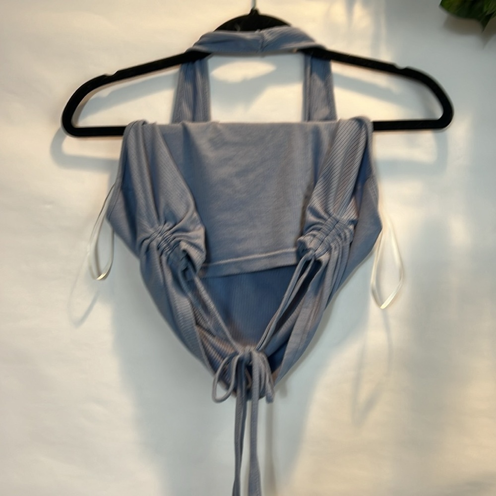 Shein Baby Blue Side Ties Crop Top - Picture 4 of 4